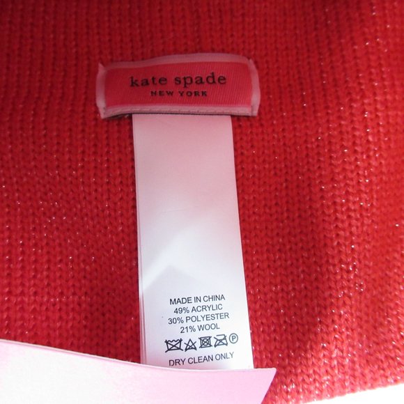 Kate Spade New York Metallic Logo Beanie Winter Hat Cap Red NEW $55 NWT - Picture 6 of 6